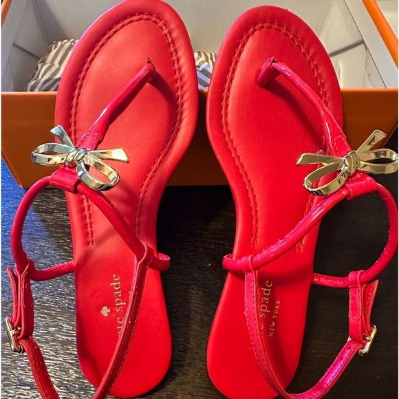Kate Spade Tracie Bow Sandals Red - Picture 1 of 9